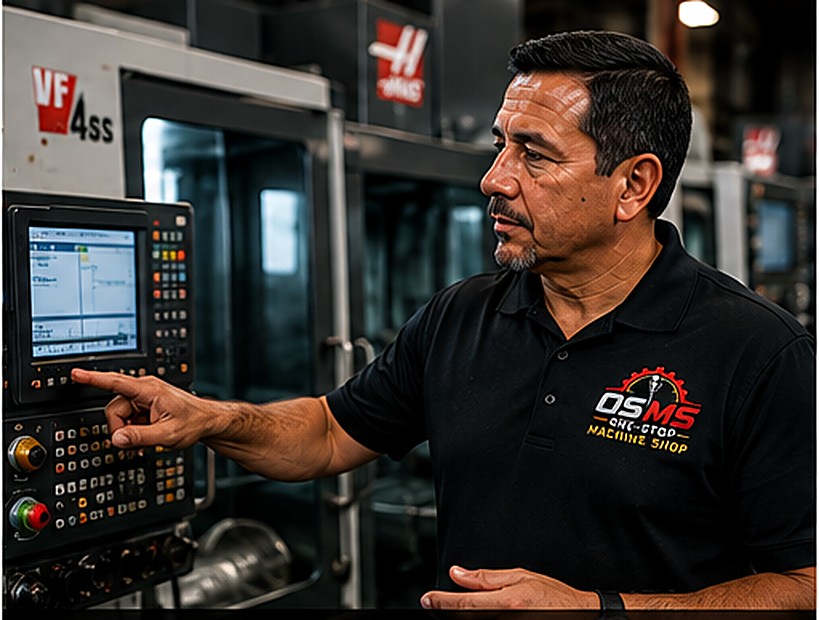 OSMS-placed machinist operating a CNC control panel on the shop floor